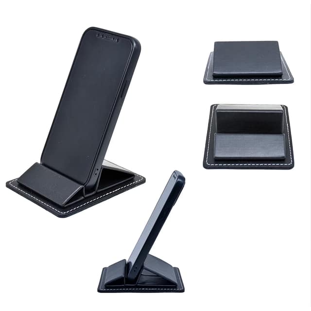 Suni Deri Telefon Standı - Siyah