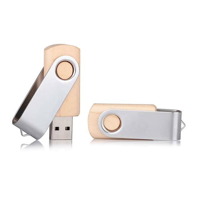 32 GB Ahşap Döner Kapaklı USB Bellek - Ahşap / 32 GB
