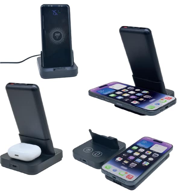 Standlı Wireless Mobil Şarj Cihazı - Siyah