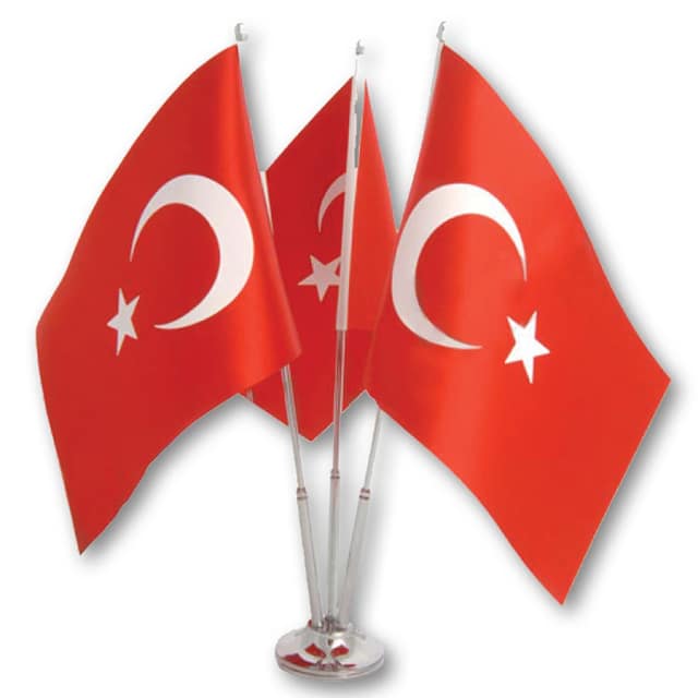 Üçlü Masa Bayrağı - Gümüş
