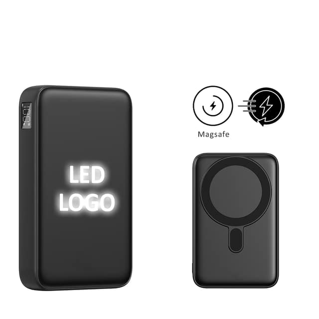 Powerbank 10000 mAh ( Işıklı Magsafe & 22.5w Hızlı Şarj ) - SİYAH