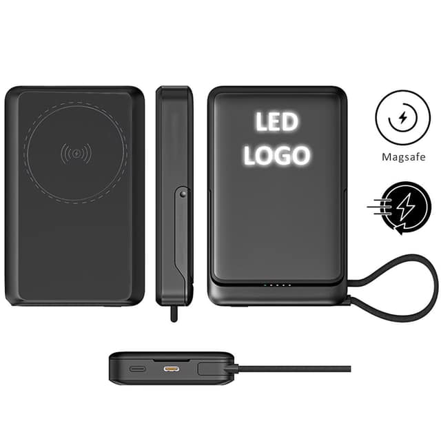 Powerbank 10000 mAh ( Işıklı Magsafe & 22.5w Hızlı Şarj ) - SİYAH