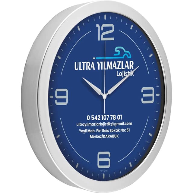 Metalize Duvar Saati - Gümüş / Ø 30 cm