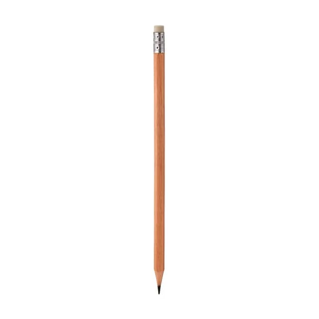 Silgili Naturel Köşeli Kurşun Kalem (Ahşap Gövde) - Ahşap