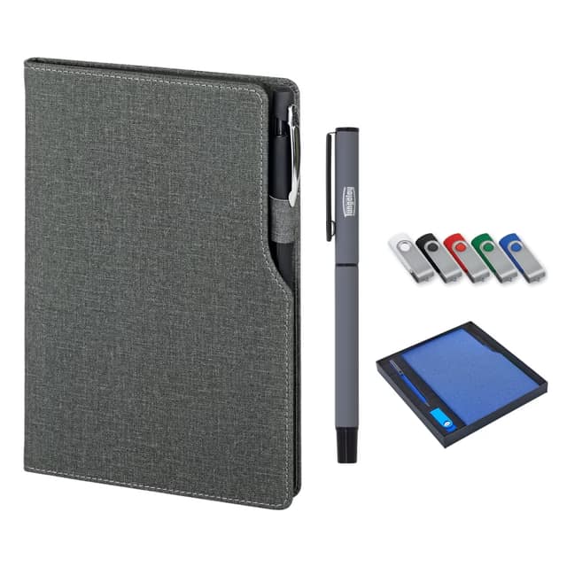 Defter & Kalem & Usb Set - Füme
