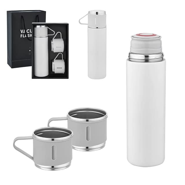 Çelik 3'lü Termos Set / 500 ml - Beyaz / 500 ML