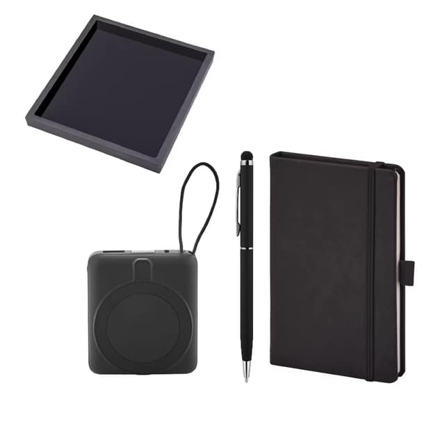 Kalem & Defter & Powerbank Set - Siyah