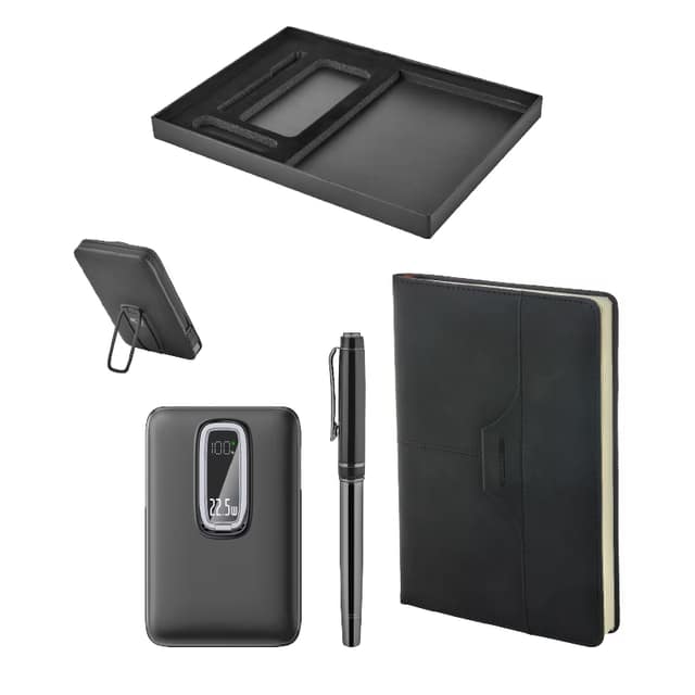 Kalem & Defter & Powerbank Set - Siyah
