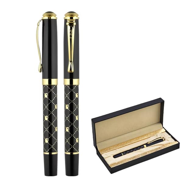 Metal Roller Kalem Seti - Siyah-Gold