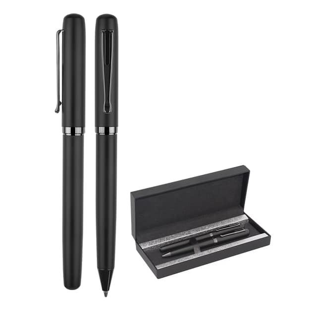 Metal Roller & Tükenmez Kalem Seti - Siyah